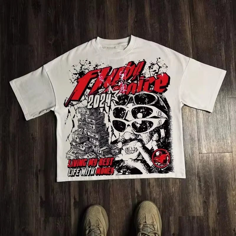 Harajuku Letter Graphic T Shirts Y2K Tops Men Women High Street Oversized T Shirt Pro Choice Streetwear Vintage Tee Clothing